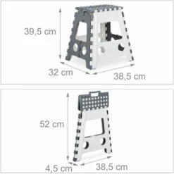 Relaxdays Tritthocker XL Klappbar, Einstufiger Klapphocker Mit Griff, 120 Kg, Kunststoff, 39,5 X 38,5 X 32 Cm, Grau/weiß 9 Relaxdays Tritthocker XL Klappbar, Einstufiger Klapphocker Mit Griff, 120 Kg, Kunststoff, 39,5 X 38,5 X 32 Cm, Grau/weiß -Leitern Verkaufsladen 34056675 5