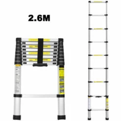 HENGDA 2.6M Teleskopleiter Ausziehbare Leiter , Ausziehbar Mehrzweckleiter , Flexibel Aluminiumleiter , Teleskop Ausziehleiter , Maximale Tragkraft Von 150kg