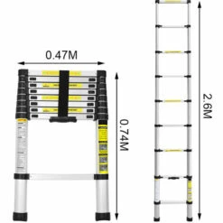 HENGDA 2.6M Teleskopleiter Ausziehbare Leiter , Ausziehbar Mehrzweckleiter , Flexibel Aluminiumleiter , Teleskop Ausziehleiter , Maximale Tragkraft Von 150kg -Leitern Verkaufsladen 34909010 3