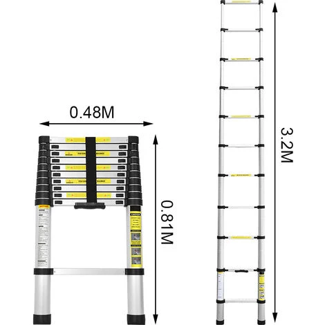 HENGDA 3.2M Teleskopleiter Aluminium Leiter , Tragbar Ausziehleiter , Teleskop Aluminiumleiter , Ausziehbar Multifunktionsleiter , Maximale Tragkraft Von 150kg 3 HENGDA 3.2M Teleskopleiter Aluminium Leiter , Tragbar Ausziehleiter , Teleskop Aluminiumleiter , Ausziehbar Multifunktionsleiter , Maximale Tragkraft Von 150kg – Bild 3