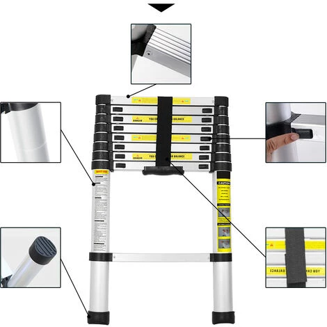 HENGDA 3.2M Teleskopleiter Aluminium Leiter , Tragbar Ausziehleiter , Teleskop Aluminiumleiter , Ausziehbar Multifunktionsleiter , Maximale Tragkraft Von 150kg 4 HENGDA 3.2M Teleskopleiter Aluminium Leiter , Tragbar Ausziehleiter , Teleskop Aluminiumleiter , Ausziehbar Multifunktionsleiter , Maximale Tragkraft Von 150kg – Bild 4