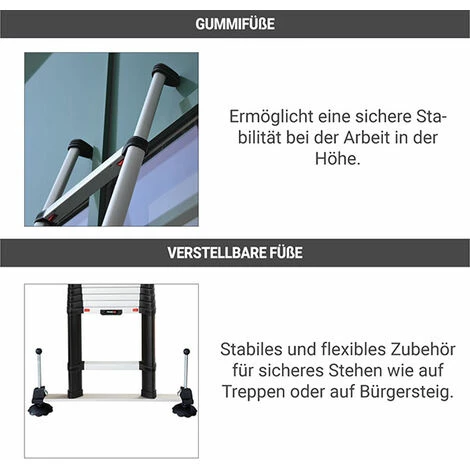LEITER EXPERTEN - MATISERE Teleskopleiter 3,80m: Aluminium Teleskopleiter Der Marke TELESTEPS - TEL-60238AWS/PPS 4 LEITER EXPERTEN - MATISERE Teleskopleiter 3,80m: Aluminium Teleskopleiter Der Marke TELESTEPS - TEL-60238AWS/PPS – Bild 4