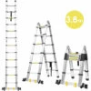 BATHRINS®3,80M Teleskopleiter Aus Hochwertigem Aluminium | Klappleiter | Mehrzweckleiter | Soft-Close-System | Sicher Und Zuverlässig