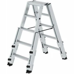 G&UUML;NZBURGER STEIGTECHNIK Günzburger Stufen- Stehleiter Treppengängig Beidseitig Begehbar 2x5 Stufen