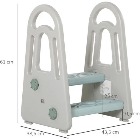 HOMCOM Lernturm Tritthocker Schemel Stehender Mit 2 Stufen Pyramiden-Struktur Sicherheit Bad Schlafzimmer Küche Blau+Grau Für 2-5 Jahre HDPE PP 43,5 X 38,5 X 61 Cm 3 HOMCOM Lernturm Tritthocker Schemel Stehender Mit 2 Stufen Pyramiden-Struktur Sicherheit Bad Schlafzimmer Küche Blau+Grau Für 2-5 Jahre HDPE PP 43,5 X 38,5 X 61 Cm – Bild 3