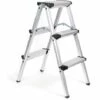 WILTEC XPOtool Alu Klappleiter 150kg Trittleiter Mit 2 Mal 3 Stufen Klapptritt Rutschfest 73cm Aluminium
