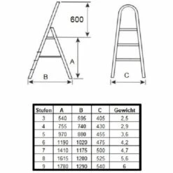 VAGO- TOOLS Klappleiter Mehrzweckleiter Leiter Haushaltsleiter Bockleiter 3 Stufen -Leitern Verkaufsladen 41353581 3