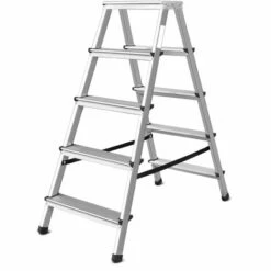 VAGO-TOOLS Leiter Trittleiter Klappleiter Zweiseitige Haushaltsleiter 2x5 Stufen