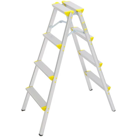 AXHUP Aluminium Trittleiter Klappbar, Stufenleiter 4 Stufen, Rutschfeste Trittleiter Klappbar Bis 150KG (Gelb & Silber) 1 AXHUP Aluminium Trittleiter Klappbar, Stufenleiter 4 Stufen, Rutschfeste Trittleiter Klappbar Bis 150KG (Gelb & Silber)