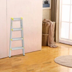 AXHUP Aluminium Trittleiter Klappbar, Stufenleiter 4 Stufen, Rutschfeste Trittleiter Klappbar Bis 150KG (Gelb & Silber) 6 AXHUP Aluminium Trittleiter Klappbar, Stufenleiter 4 Stufen, Rutschfeste Trittleiter Klappbar Bis 150KG (Gelb & Silber) -Leitern Verkaufsladen 41372346 3