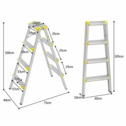 AXHUP Aluminium Trittleiter Klappbar, Stufenleiter 4 Stufen, Rutschfeste Trittleiter Klappbar Bis 150KG (Gelb & Silber) 7 AXHUP Aluminium Trittleiter Klappbar, Stufenleiter 4 Stufen, Rutschfeste Trittleiter Klappbar Bis 150KG (Gelb & Silber) -Leitern Verkaufsladen 41372346 4