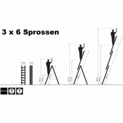 VAGO-TOOLS Mehrzweckleiter Multifunktionsleiter Klappleiter Leiter 3x6 Sprossen VaGo -Leitern Verkaufsladen 43382186 5