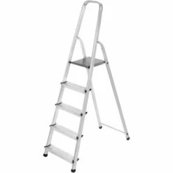 VAGO- TOOLS Haushaltsleiter Klappleiter Leiter Stehleiter 5 Stufen Trittleiter Bockleiter