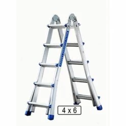 VAGO-TOOLS Klappleiter Mehrzweckleiter Anlegeleiter Stehleiter Alu Leiter 4 X 6 Sprossen