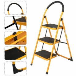 GOFUNILAND Klapphocker Heavy Duty Industrie Leichte - 3 Stufen Leiter 8 GOFUNILAND Klapphocker Heavy Duty Industrie Leichte - 3 Stufen Leiter -Leitern Verkaufsladen 43641115 4