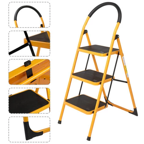 GOFUNILAND Klapphocker Heavy Duty Industrie Leichte - 3 Stufen Leiter 4 GOFUNILAND Klapphocker Heavy Duty Industrie Leichte - 3 Stufen Leiter – Bild 4