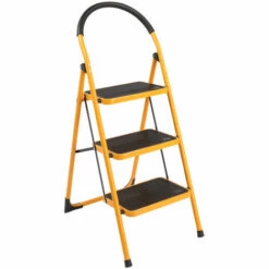 LITZEE Tragbare, Leichte, Rutschfeste 3-Stufen-Hockerleiter Mit Griff Und Pedal, Bügeleisen
