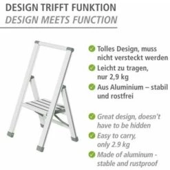 WENKO Klapp Tritt Leiter Haushalts Leiter Küchen Anti Rutsch 1 Stufe Alu Weiß -Leitern Verkaufsladen 4704274 3