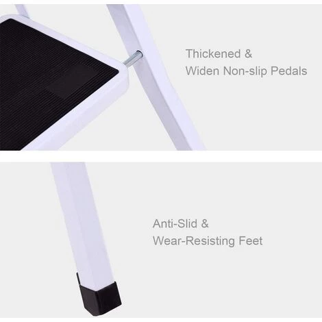 DAY PLUS 3 Stufen Klappstufen Trittleiter Klappbar Leichte Stehleiter Anti-Rutsch-Schritte Für Die Reinigung Der Küche Im Home Office Dekorieren Lackieren 150 Kg Max Belastung 2 DAY PLUS 3 Stufen Klappstufen Trittleiter Klappbar Leichte Stehleiter Anti-Rutsch-Schritte Für Die Reinigung Der Küche Im Home Office Dekorieren Lackieren 150 Kg Max Belastung – Bild 2