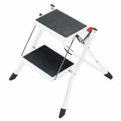 DAY PLUS 2-Stufen-Leiter Aus Robustem Stahl, Tragbarer Klappbarer Tritthocker Mit Rutschfestem Mattenprofil, Leichter Mini-Küchentritthocker