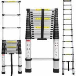 DAY PLUS 14.4FT Alu-Teleskopleiter Aluminium Klappleiter Rutschfester Sicher Aluleiter Mehrzweckleiter Stehleiter Ausziehleiter Tragbar Leichte Leiter 150 Kg Belastbarkeit,EN131-Zertifizierung