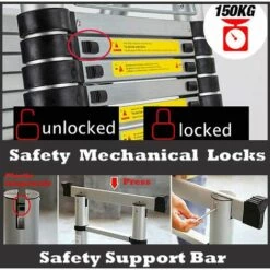 DAY PLUS Aluminium Teleskopleiter (2.5+2.5M)5M Mehrzweck Ausziehbare Trittleiter A-Rahmenleiter Schwere 150kg Tragfähigkeit -Leitern Verkaufsladen 47797949 4