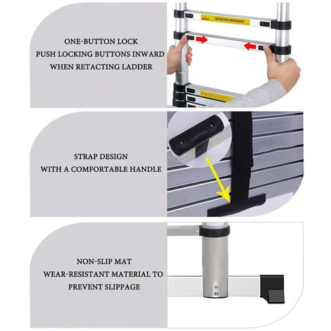 SIFREE Teleskopleiter Aluminium Mehrzweckleiter Fingerklemmschutz Auszeihleiter Klappbar Aluminiumleiter 4.1m 2 SIFREE Teleskopleiter Aluminium Mehrzweckleiter Fingerklemmschutz Auszeihleiter Klappbar Aluminiumleiter 4.1m – Bild 2