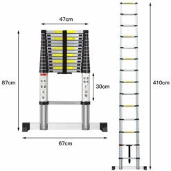 SIFREE Teleskopleiter Aluminium Mehrzweckleiter Fingerklemmschutz Auszeihleiter Klappbar Aluminiumleiter 4.1m 9 SIFREE Teleskopleiter Aluminium Mehrzweckleiter Fingerklemmschutz Auszeihleiter Klappbar Aluminiumleiter 4.1m -Leitern Verkaufsladen 47880736 5