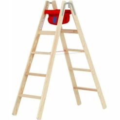 STEHLEITER EXPERTEN - MATISERE Maler Doppelleiter Aus Holz 2x5 Stufen - Hauteur Atteignable 2.85m - 71499/2x5
