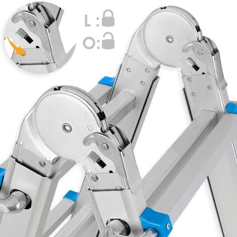 Masko® Aluminium Teleskopleiter Multifunktionsleiter Aluleiter Klappleiter Anlegeleiter , 5.10m / 4x5 Sprossen Silber/Blau 3 Masko® Aluminium Teleskopleiter Multifunktionsleiter Aluleiter Klappleiter Anlegeleiter , 5.10m / 4x5 Sprossen Silber/Blau – Bild 3