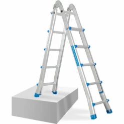 Masko® Aluminium Teleskopleiter Multifunktionsleiter Aluleiter Klappleiter Anlegeleiter , 5.10m / 4x5 Sprossen Silber/Blau 8 Masko® Aluminium Teleskopleiter Multifunktionsleiter Aluleiter Klappleiter Anlegeleiter , 5.10m / 4x5 Sprossen Silber/Blau -Leitern Verkaufsladen 49515583 4