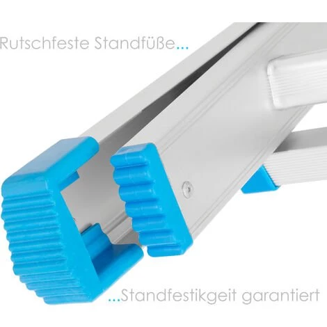 Masko® Aluminium Teleskopleiter Multifunktionsleiter Aluleiter Klappleiter Anlegeleiter , 5.10m / 4x5 Sprossen Silber/Blau 5 Masko® Aluminium Teleskopleiter Multifunktionsleiter Aluleiter Klappleiter Anlegeleiter , 5.10m / 4x5 Sprossen Silber/Blau – Bild 5