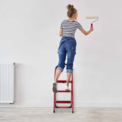 Relaxdays Trittleiter, Klappbare Haushaltsleiter, 3 Stufen, Bis 150 Kg, Stufenleiter Mit Haltegriff, Stahl, Weiß/schwarz 8 Relaxdays Trittleiter, Klappbare Haushaltsleiter, 3 Stufen, Bis 150 Kg, Stufenleiter Mit Haltegriff, Stahl, Weiß/schwarz -Leitern Verkaufsladen 49551623 4