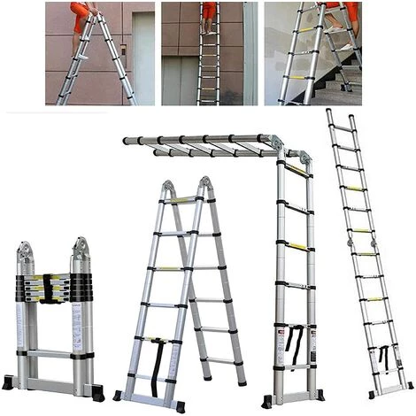 DAY PLUS Alu Teleskopleiter 3,8M Klappleiter 1,9M+1,9M A Rahmen Leiter Mit Stützstange 12 Sprossen Aluleiter Ausziehbar Schiebeleitern Rutschfest EN131 Mehrzweckleiter Belastbar Bis 150 Kg Leiter 1 DAY PLUS Alu Teleskopleiter 3,8M Klappleiter 1,9M+1,9M A Rahmen Leiter Mit Stützstange 12 Sprossen Aluleiter Ausziehbar Schiebeleitern Rutschfest EN131 Mehrzweckleiter Belastbar Bis 150 Kg Leiter