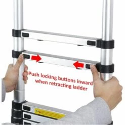 DAY PLUS Leiter Alu Teleskopleiter Klappleiter 1,9M+1,9M (12.5FT)A Rahmen Leiter Mit Stützstange 12 Sprossen Aluleiter Ausziehbar Schiebeleitern Rutschfest EN131 Mehrzweckleiter Belastbar Bis 150 Kg -Leitern Verkaufsladen 49636413 5