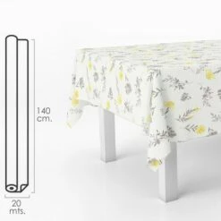 ORYX Gelbe Blumen Rechteckige Wachstuch-Tischdecke. Wasserdichter PVC Fleck 140 Cm. x 20 Meter. Ausschnitt Rolle. Innen Und Außen