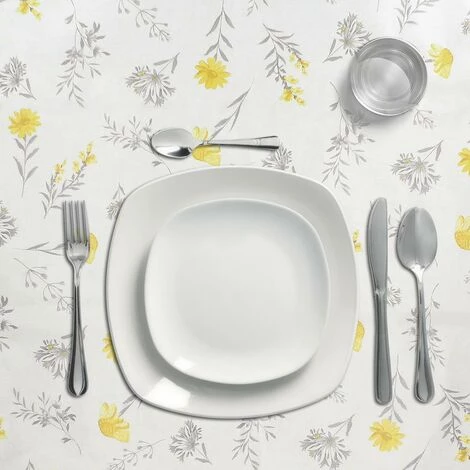 ORYX Gelbe Blumen Rechteckige Wachstuch-Tischdecke. Wasserdichter PVC Fleck 140 Cm. x 20 Meter. Ausschnitt Rolle. Innen Und Außen 2 ORYX Gelbe Blumen Rechteckige Wachstuch-Tischdecke. Wasserdichter PVC Fleck 140 Cm. x 20 Meter. Ausschnitt Rolle. Innen Und Außen – Bild 2