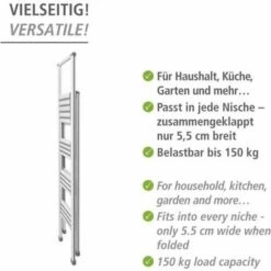 WENKO Klapptrittleiter Tritt Haushalts Leiter 4 XXL Stufen Aluminium 144 Cm Weiß -Leitern Verkaufsladen 5092328 4