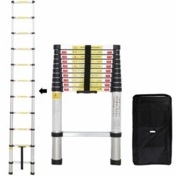 TODECO Teleskopleiter 3,2 Meter, Klappleiter Maximale Belastbarkeit: 150 Kg Material: Aluminiumlegierung, GRATIS Tragetasche, EN 131