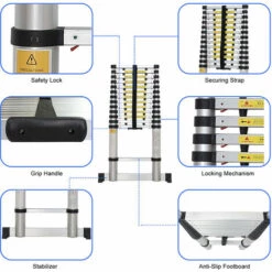 TODECO Teleskopleiter 4,1 Meter, Klappleiter Maximale Belastbarkeit: 150 Kg, GRATIS Tragetasche, EN 131-6, Stabilisierungsstange 7 TODECO Teleskopleiter 4,1 Meter, Klappleiter Maximale Belastbarkeit: 150 Kg, GRATIS Tragetasche, EN 131-6, Stabilisierungsstange -Leitern Verkaufsladen 53285397 3 1