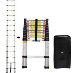 TODECO Teleskopleiter 4,1 Meter, Klappleiter Maximale Belastbarkeit: 150 Kg Standard/Zertifizierung: EN131, GRATIS Tragetasche