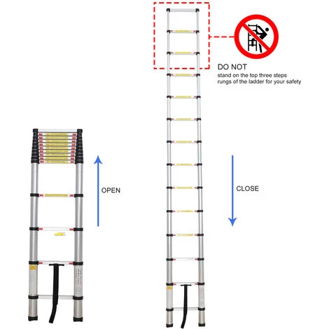 TODECO Teleskopleiter 4,1 Meter, Klappleiter Maximale Belastbarkeit: 150 Kg Standard/Zertifizierung: EN131, GRATIS Tragetasche 5 TODECO Teleskopleiter 4,1 Meter, Klappleiter Maximale Belastbarkeit: 150 Kg Standard/Zertifizierung: EN131, GRATIS Tragetasche – Bild 5