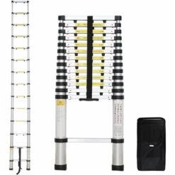 TODECO Teleskopleiter 4,1 Meter, Klappleiter Maximale Belastbarkeit: 150 Kg, GRATIS Tragetasche, EN 131-6