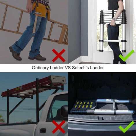 TODECO Teleskopleiter 3,8 Meter, Klappleiter Maximale Belastbarkeit: 150 Kg Standard/Zertifizierung: EN131, Stabilisierungsstange, GRATIS Tragetasche 5 TODECO Teleskopleiter 3,8 Meter, Klappleiter Maximale Belastbarkeit: 150 Kg Standard/Zertifizierung: EN131, Stabilisierungsstange, GRATIS Tragetasche – Bild 5