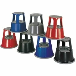 WERNER DORSCH Rollhocker Stahlbl.rot H.mit/ohne Belastung 430/440mm D.oben 295mm D.unten 435mm