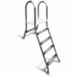 TREND POOL Hochbeckenleiter V2A CLASSIC Leiter Poolleiter Edelstahl 1x4 Und 1x1 Stufe 1,20 M Poolhöhe