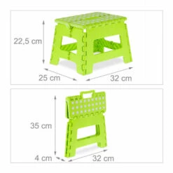 Relaxdays Tritthocker, Klappbar, Kunststoff, 1 Stufe, Fußbank Für Kinder, HBT: 22,5 X 32 X 25 Cm, Max.120 Kg, Grün/weiß -Leitern Verkaufsladen 54064664 5