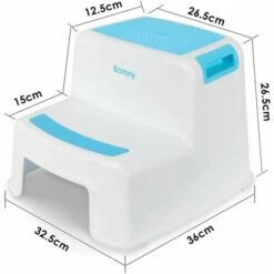 GIZCAM Kinder Tritthocker Anti Rutsch Schemel Zweistufig Hocker Trittschemel Blau-weiß