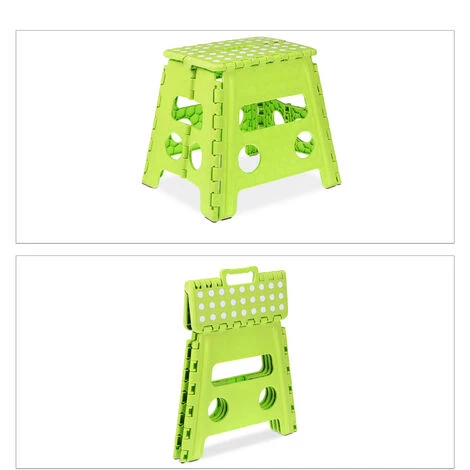 Relaxdays Tritthocker Klappbar, Kunststoff, 1 Stufe, Griff, Fußbank Für Kinder, HBT: 32,5 X 37 X 30 Cm, Max.120 Kg, Grün 2 Relaxdays Tritthocker Klappbar, Kunststoff, 1 Stufe, Griff, Fußbank Für Kinder, HBT: 32,5 X 37 X 30 Cm, Max.120 Kg, Grün – Bild 2