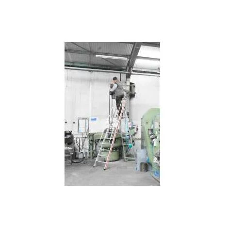 Hymer Plattformleiter Mit Kipprollen Und Langem Handlauf, 4 Stufen, Standhöhe 0,95 M 2 Hymer Plattformleiter Mit Kipprollen Und Langem Handlauf, 4 Stufen, Standhöhe 0,95 M – Bild 2